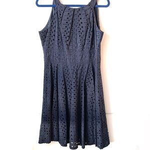 Navy eyelet halter dress